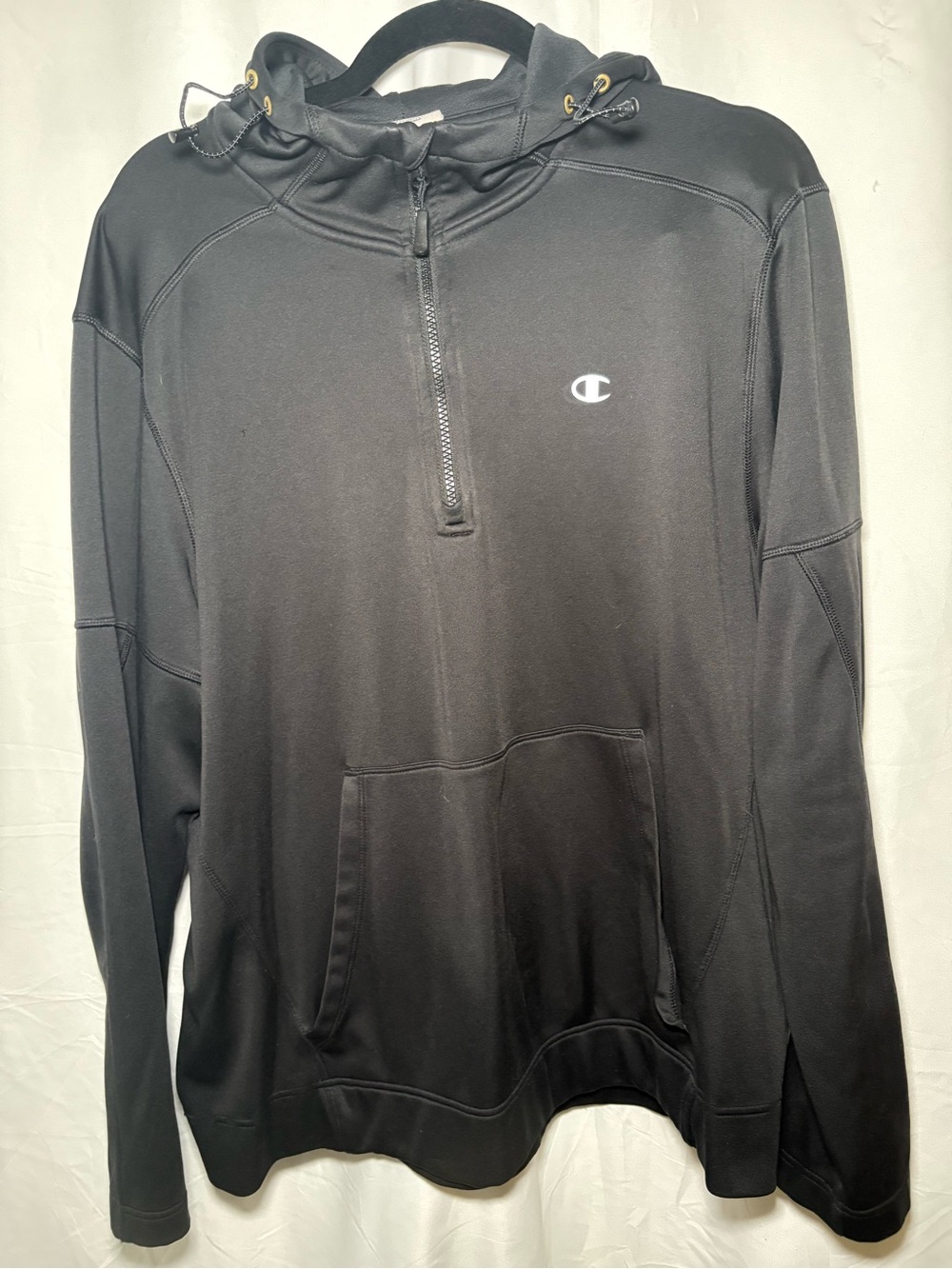 Max Studio Men’s Black Half-Zip Hooded Pullover
